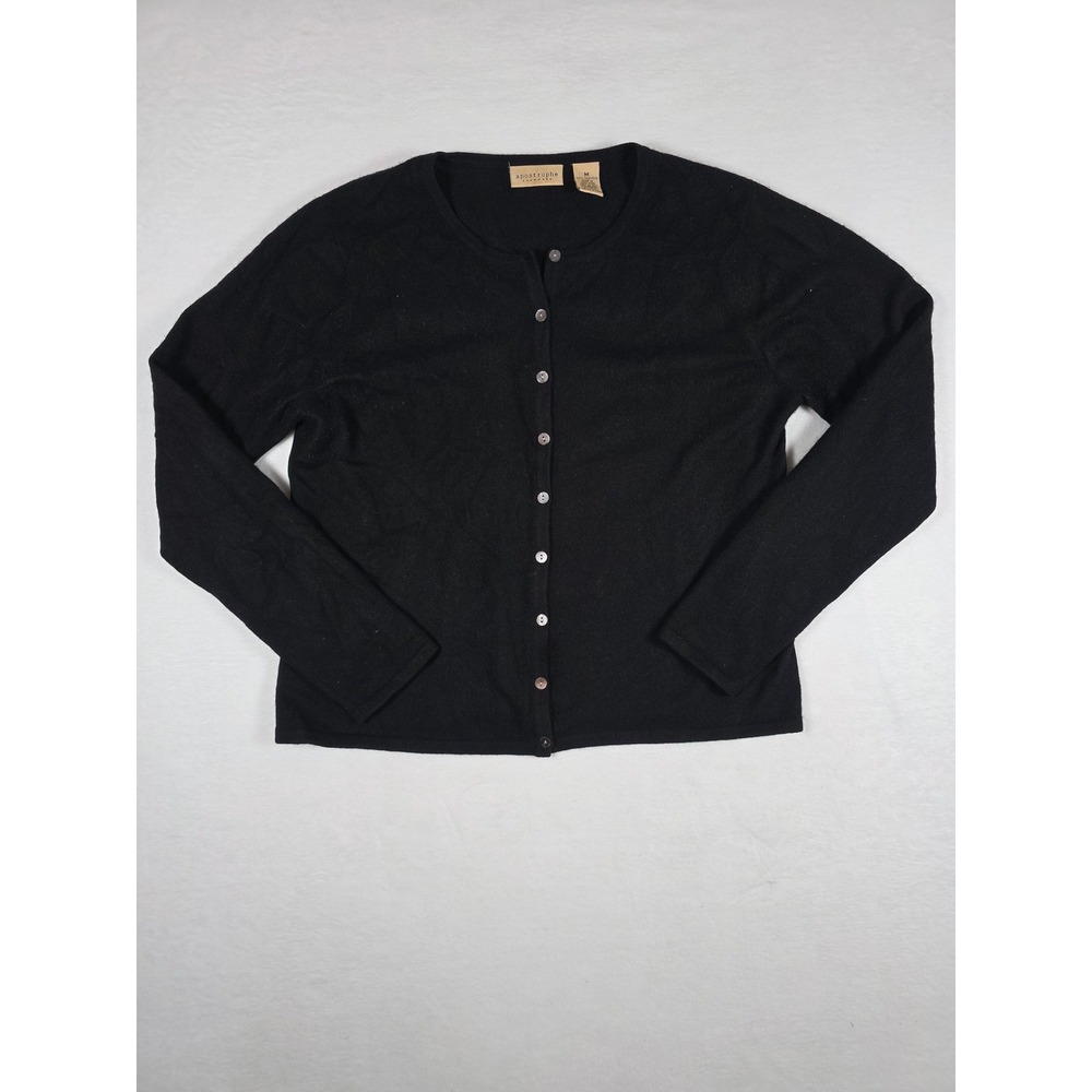 Apostrophe 100% Cashmere Cardigan Button Front Medium Black Luxury Minimalist